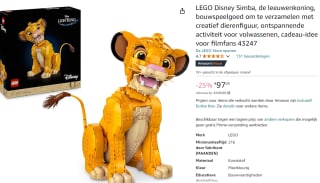 LEGO Disney - Young Simba the Lion King 43247 voor €97,03 bij Amazon