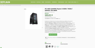 PC MID GAMING Ryzen 5 5500 16GB 500GB RX 6600 por solo 589€