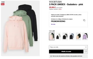 3 Sudaderas Yourturn con Capucha por 30,59€