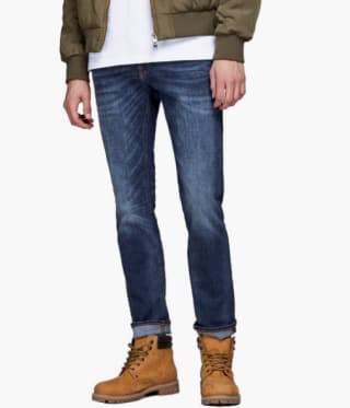 Jack & Jones Tim Straight/Slim fit donkerblauw heren jeans voor €18,09 bij Amazon.nl