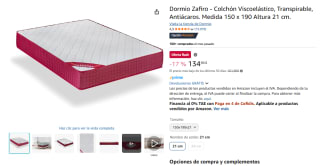 Dormio Zafiro Colchón Viscoelástico, Transpirable, Antiácaros. Medida 150 x 190 Altura 21 cm por 134,90€