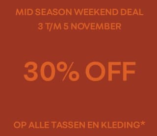 30% kassakorting op alle kleding & tassen bij van den Assem