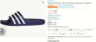 Adidas Adilette Aqua uniseks Sportswear Slippers voor €13,74 bij Amazon