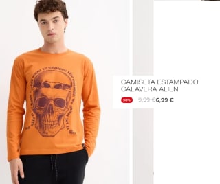 Camiseta para Hombre con Estampado de Calavera Alien poir 6.99€