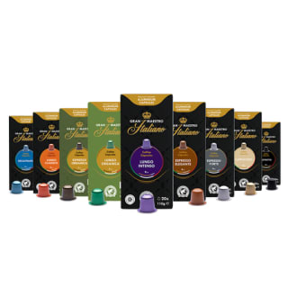 Proefpakket Gran Maestro Italiano 'Giro d'Italia' met 200 aluminium cups voor €37,50 bij Koffievoordeel