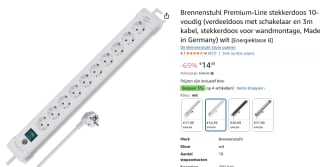 Brennenstuhl Premium-Line Stekkerdoos 10 stopcontacten voor €14,39 bij Amazon