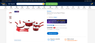 Batería de cocina Mainstays roja de 12 piezas por $29.990