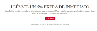 -5% descuento extra si te suscribes a su newsletter