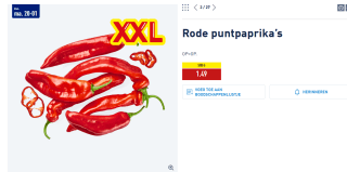 500 Gr. Rode puntpaprika's voor €1,49 bij de Aldi