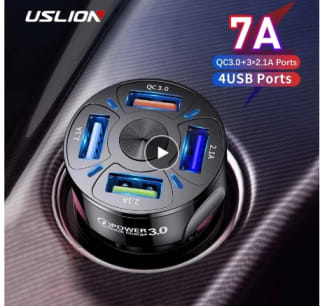 Cargador USB de 4 puertos para coche, por 3,22€