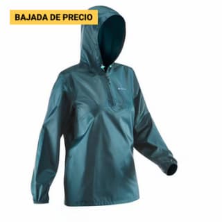 Chubasquero de montaña y trekking media cremallera Mujer Quechua Raincut por solo 9,99€