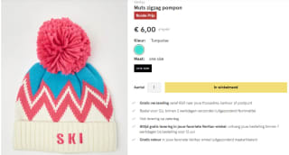 Zigzag pompon muts voor €6 bij Veritas