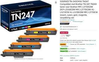 Tonerset TN247 Brother compatible voor €22,98 bij Amazon