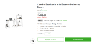 Combo Escritorio más Estante a $1,390 en Bodega Aurrera