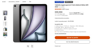 Tablette Apple IPAD Air 11 Gris Sidéral 128Go Wifi 2024 à 699,99€