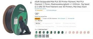 1 Kg eSUN Matt black PLA Filament 1.75mm voor €16,79 bij Amazon