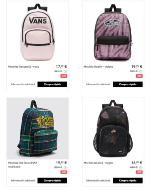 Recopilacion de Bolsos y Mochilas Vans desde 10.99€ en Privalia