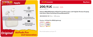 Airpods pro 2023 boitier chargeur Magsafe à 200,91€
