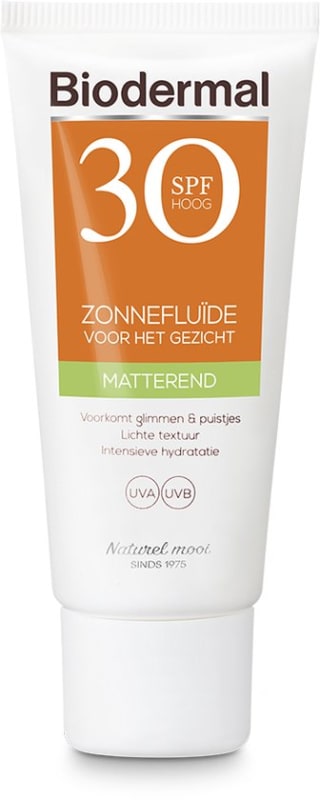 Biodermal Matterende zonnefluïde gezicht - SPF30 - 40 ml voor €8,99 met Bol select