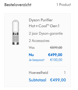 €100 korting op veel Dyson luchtkoelers