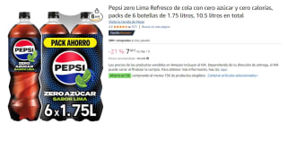 2 Pack de 6 botellas Pepsi Zero de Lima de 1.75L por 10.97€