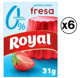 6 Unidades de ROYAL Gelatina en polvo sabor fresa 0 % ROYAL 31 g. por 9.68€