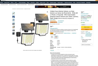 2 Focos Exteriores Solares con Sensor de movimiento 186 Led IP65 Impermeable por solo 17,49€