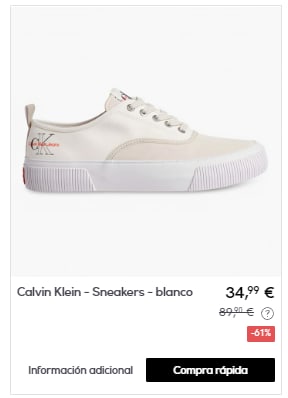 Varios modelos de Zapatillas Calvin Klein por 34,99€