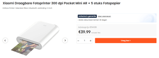 Xiaomi Mi Portable Photo Printer voor €39,99 bij Ochama