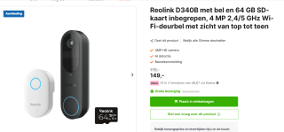 Reolink D340B deurbel met Chime + 64GB SD-kaart voor €149 bij Coolblue