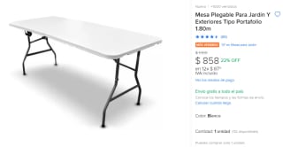 Mesa Plegable Jardín y Exteriores por $858 en Mercado Libre