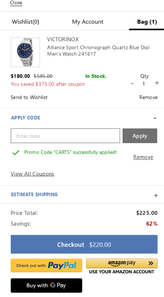 Reloj Cronógrafo Suizo Victorinox Alliance Sport por 225,21€
