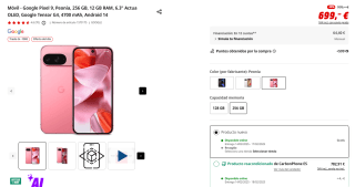 Móvil Google Pixel 9 de 12GB/256GB por 599€