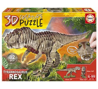 Educa Puzzle T-Rex 3D Creature 82 piezas por 8,50€.