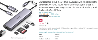Ugreen 60515 Interface hub USB-C voor €29,98 bij Amazon
