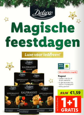Blikken Deluxe ragout 1+1 gratis bij de Lidl