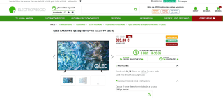 Smart TV de 43" QLED SAMSUNG QE43Q60D 43" 4K por 339€