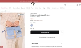 Women'secret Neceser mediano azul Snoopy por 11,69€ (desde la App) en web 12,99€