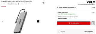 SITECOM 10-in-1-USB4 met PD-multiportadapter voor €74,99 bij de Mediamarkt