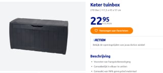 Keter tuinbox 270 liter | 117,5 x 45 x 57 cm voor €22,99 bij de Action