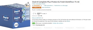 Lot de 12 Tubes de dentifrice Oral-B Complete Plus Protect & Fresh Dentifrice à 10,30€