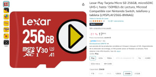Lexar Play Tarjeta Micro SD 256GB por 17,99€