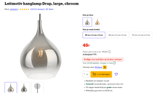 Leitmotiv hanglamp (Drup, large, chroom) voor €45 bij Bol
