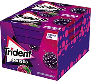 Chicles Trident Senses Berry- sin azúcar con Sabor a Frutos Rojos -12 envases por 6.49€