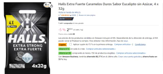 Pack 7 HALLS Extra Fuerte caramelos sin azúcar pack 4 envases 32 g por 13.15€