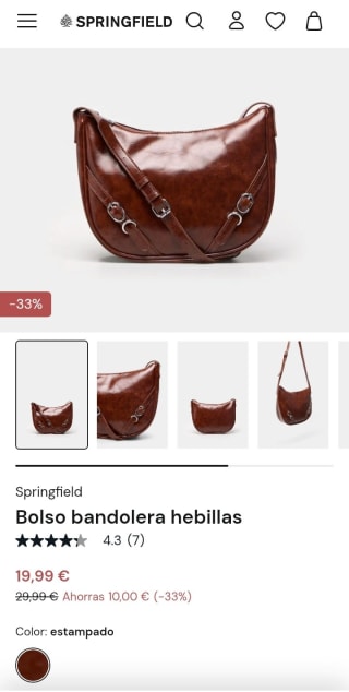Bolso Bandolera hebillas por 19,99€.