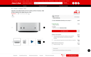 Mac mini Apple 2024 con chip M4 plata por 649€