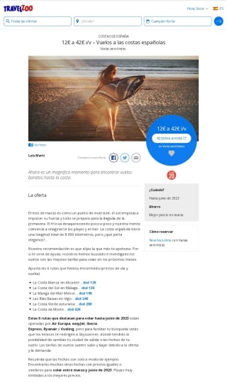 Vuelos a las costas españolas desde 12€ ida/vuelta.