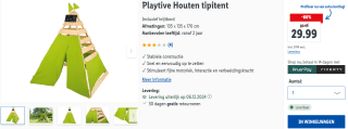 Playtive Houten tipitent voor €29,99 bij Lidl