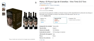 Matsu- El Pícaro Caja de 6 botellas - Vino Tinto D.O Toro por 37,05€